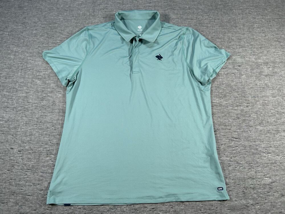 Rabbit Running Polo Shirt Mens Extra Large Teal Blue Stretch Performance UPF